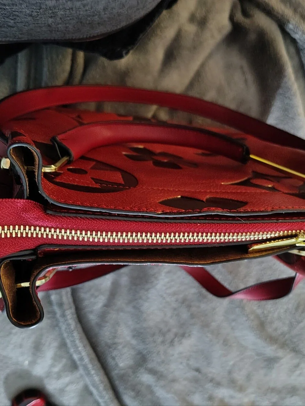 Source Unknown Red and Black Patterned Satchel